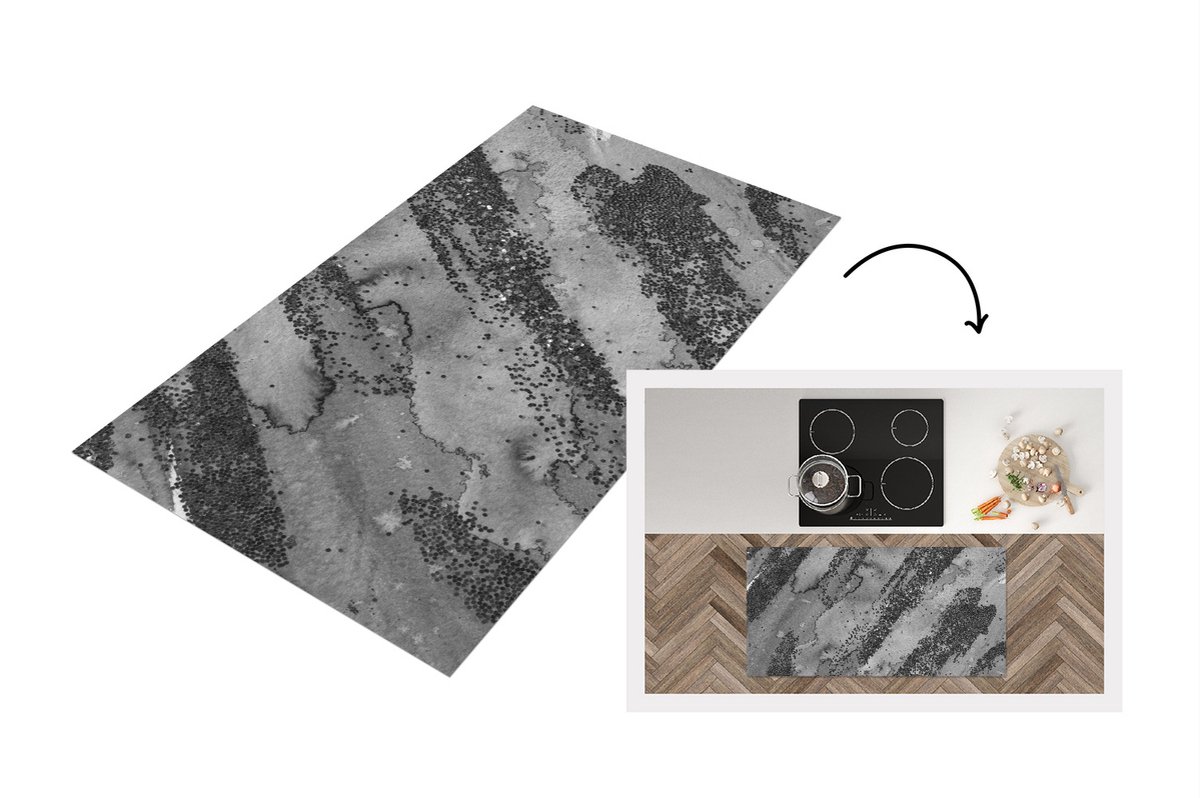KitchenYeah Keukenloper - Loper keuken - Zilver - Glitter - Abstract - 120x60 cm - Keukenloper vinyl Multicolor