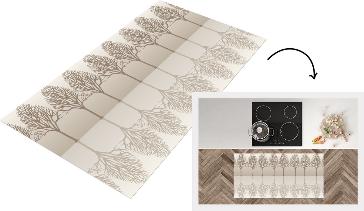 KitchenYeah Keukenloper - Loper keuken - Design - Bomen - Bos - 120x60 cm - Keukenloper vinyl Multicolor