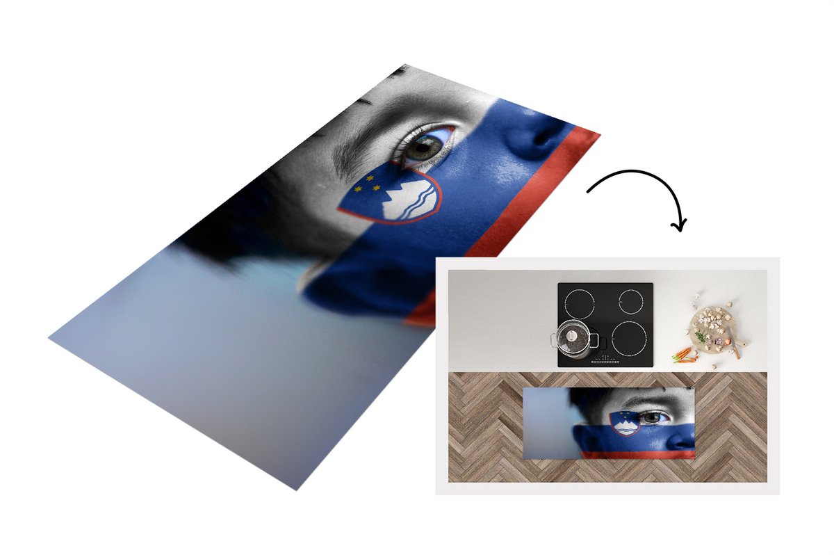 KitchenYeah Keukenloper - Loper keuken - Vlag van Slovenië - 120x50 cm - Keukenloper vinyl Multicolor