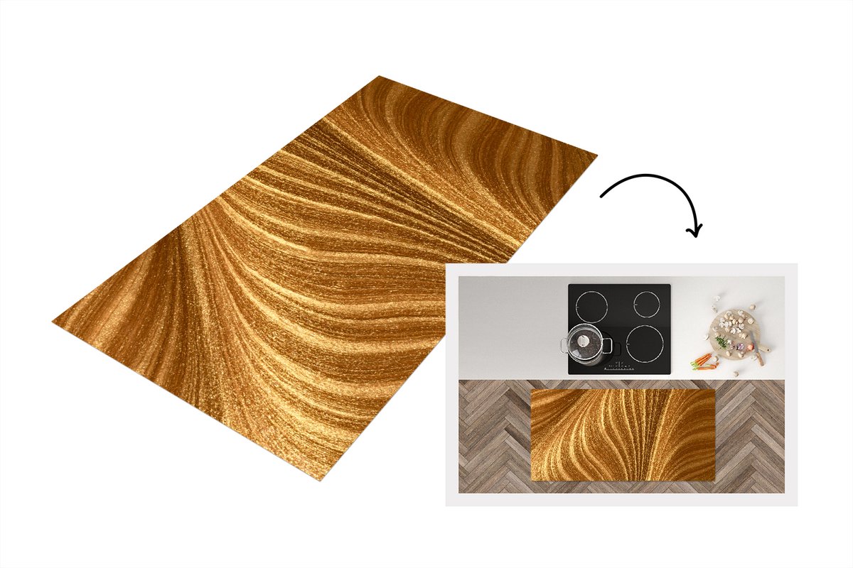 KitchenYeah Keukenloper - Loper keuken - Close-up van gouden verf - 120x60 cm - Keukenloper vinyl Multicolor