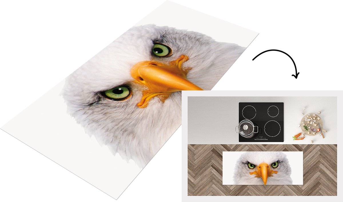 KitchenYeah Keukenloper - Loper keuken - Jongenkamer - Adelaar - Amerikaanse zeearend - Portret - Snavel - Ogen - Slaapkamer - Vogel - 120x50 cm - Keukenloper vinyl Multicolor