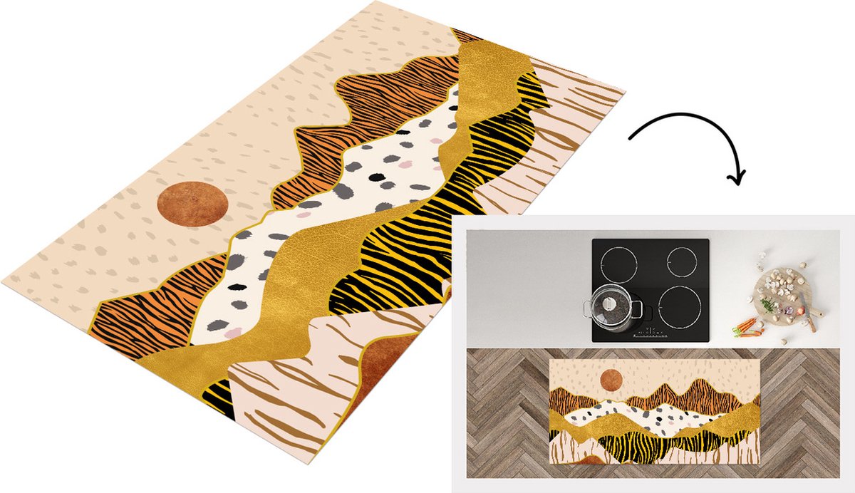 KitchenYeah Keukenloper - Loper keuken - Tijgerprint - Dieren - Landschap - 120x60 cm - Keukenloper vinyl Multicolor