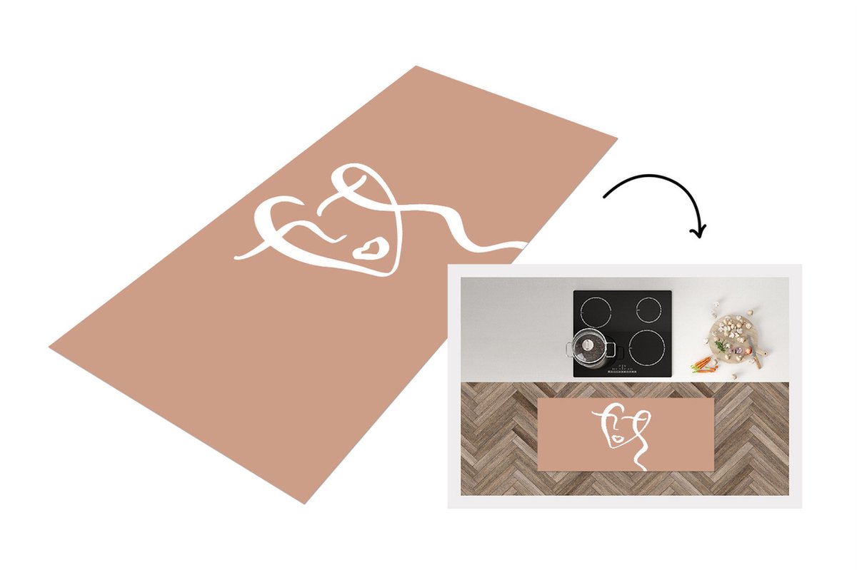 KitchenYeah Keukenloper - Loper keuken - Vrouw - Abstract - Gezicht - 120x50 cm - Keukenloper vinyl Multicolor