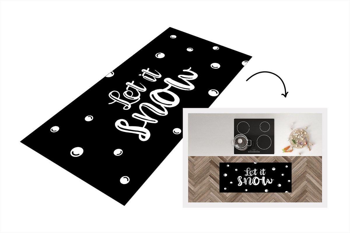 KitchenYeah Keukenloper - Loper keuken - Sneeuw - Kerst - Quotes - Let it snow - Spreuken - 120x50 cm - Keukenloper vinyl Multicolor
