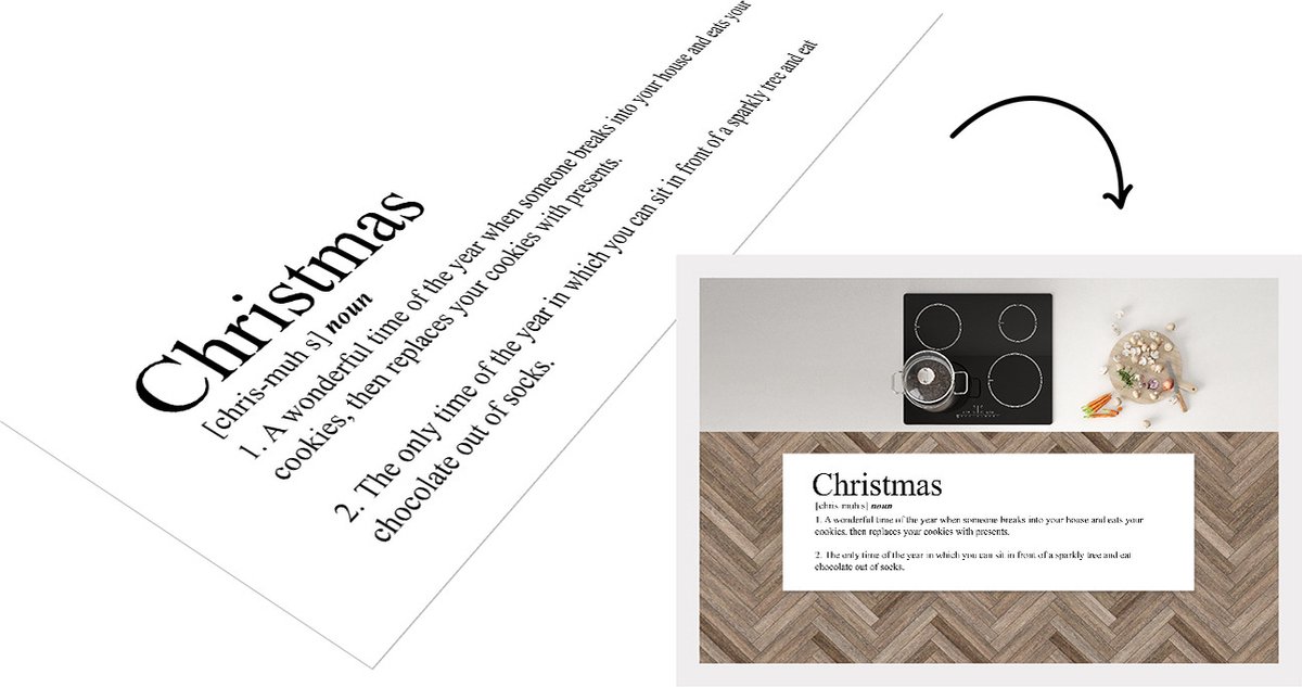 KitchenYeah Keukenloper - Loper keuken - Christmas definitie - Woordenboek - Spreuken - Quotes - Kerst - 180x60 cm - Keukenloper vinyl Multicolor