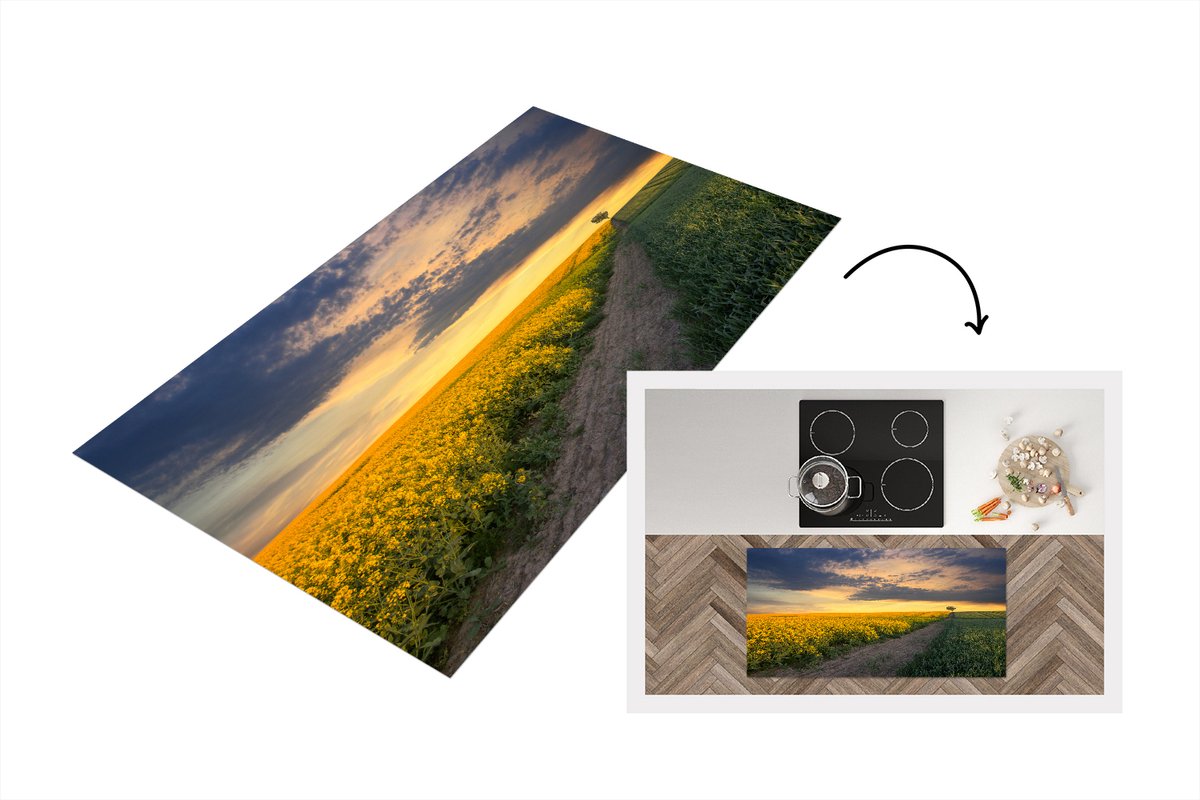 KitchenYeah Keukenloper - Loper keuken - Eenzame boom in een geel veld - Keukenloper vinyl, foto 2