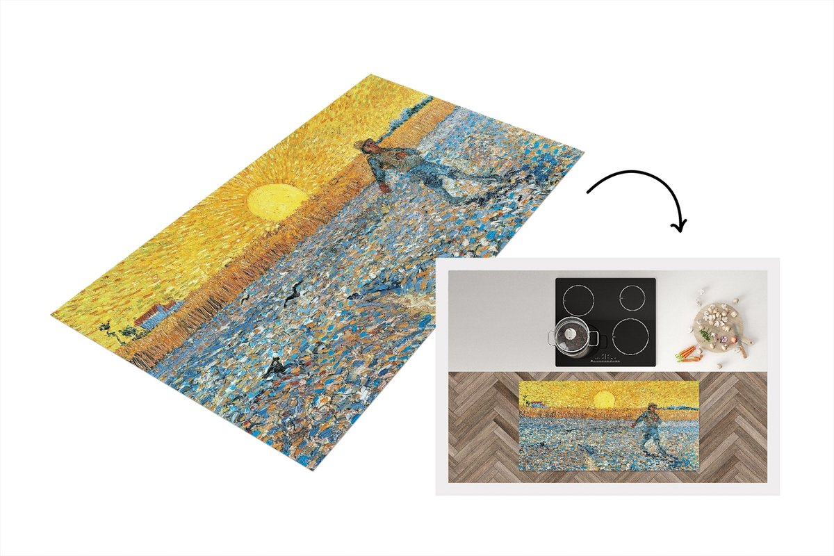 KitchenYeah Keukenloper - Loper keuken - De zaaier - Vincent van Gogh - 120x60 cm - Keukenloper vinyl Multicolor