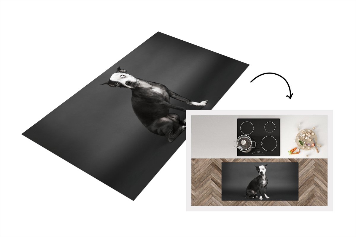 KitchenYeah Keukenloper - Loper keuken - Hond - Vlek - Portret - 120x60 cm - Keukenloper vinyl Multicolor