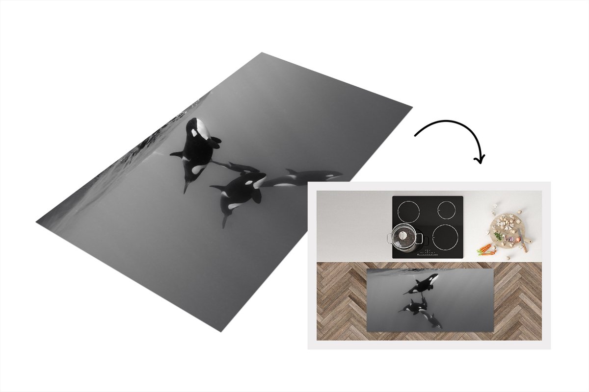 KitchenYeah Keukenloper - Loper keuken - Orka - Water - Zwart - Wit - Keukenloper vinyl, foto 2