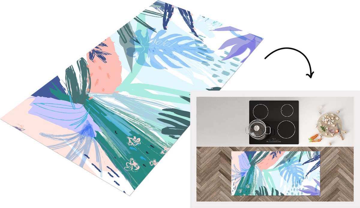 KitchenYeah Keukenloper - Loper keuken - Zomer - Kleur - Tropisch - 120x60 cm - Keukenloper vinyl Multicolor