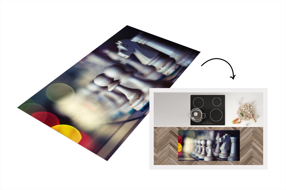 KitchenYeah Keukenloper - Loper keuken - Een bord met schaakstukken - Keukenloper vinyl multicolor, foto 2