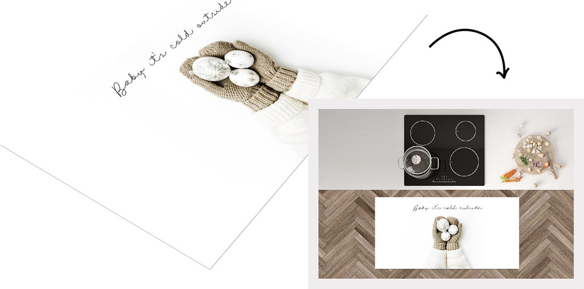 KitchenYeah Keukenloper - Loper keuken - Winter - Quote - Handschoenen - 120x60 cm - Keukenloper vinyl Multicolor