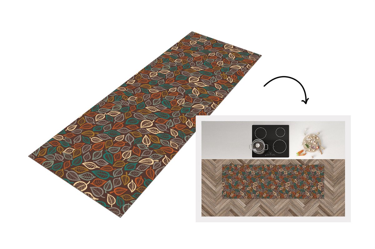 KitchenYeah Keukenloper - Loper keuken - Bladeren - Natuur - Herfst - Bohemian - 180x60 cm - Keukenloper vinyl Multicolor