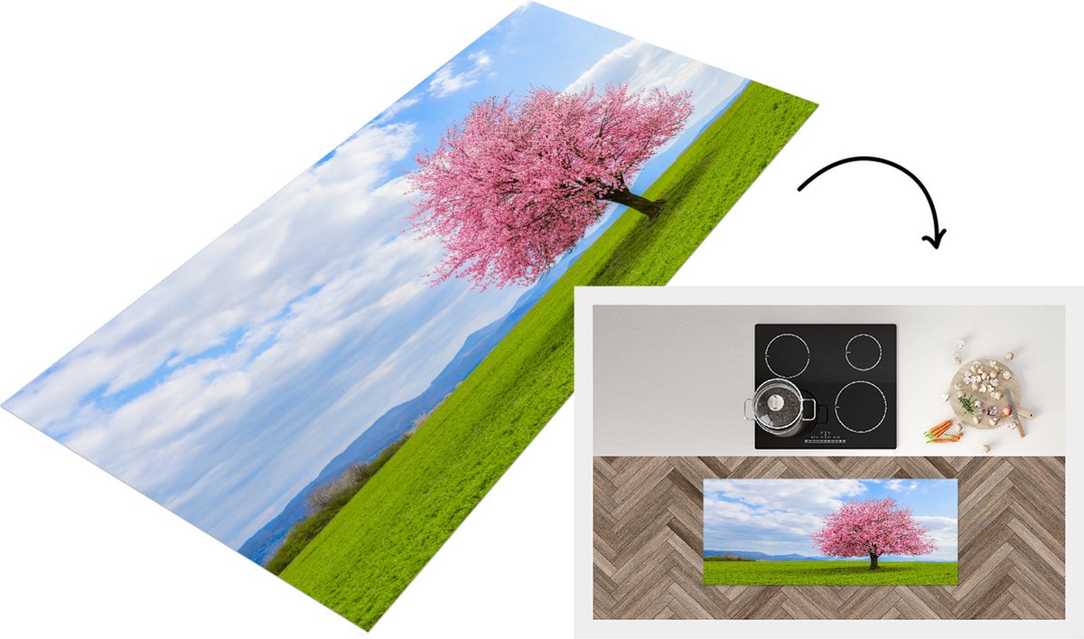 KitchenYeah Keukenloper - Loper keuken - Sakura - Kleuren - Lente - 120x50 cm - Keukenloper vinyl Multicolor