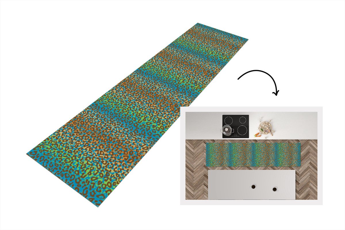 KitchenYeah Keukenloper - Loper keuken - Patroon - Panter - Abstract - 200x50 cm - Keukenloper vinyl Multicolor