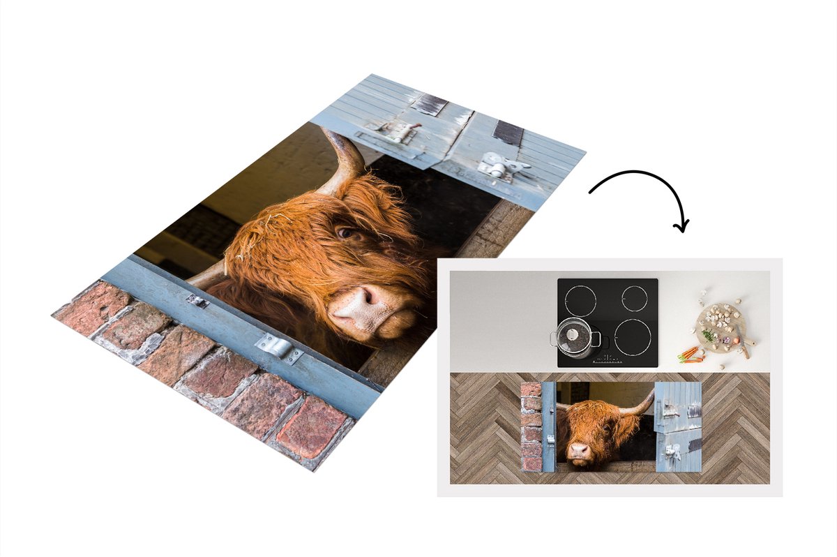 KitchenYeah Keukenloper - Loper keuken - Schotse Hooglander - Boerderij - Schuur - Keukenloper vinyl multicolor, foto 2