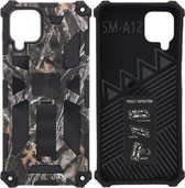 Samsung Galaxy A12 (5G) Hoesje - Rugged Extreme Backcover Takjes Camouflage met Kickstand – Grijs