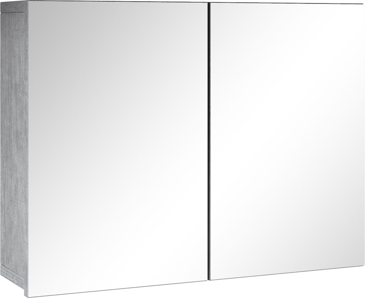 Badplaats Badkamerkast Leon 80 cm x 20 cm x 60 cm - Beton grijs - Spiegelkast Badkamer