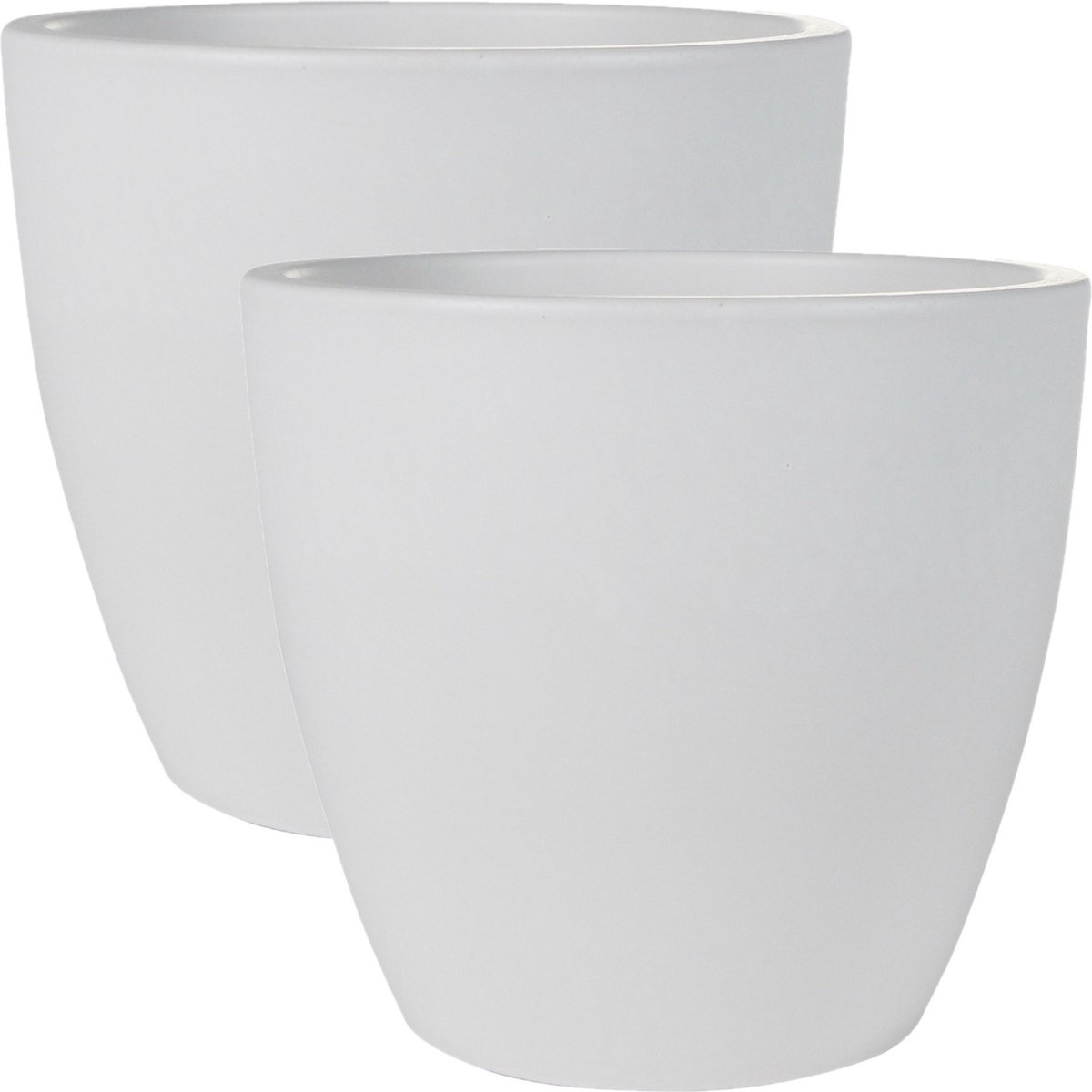 Ter Steege Bloempot - 2x stuks - wit - glans - Scandinavisch - 20 x 19 cm - plantenpot