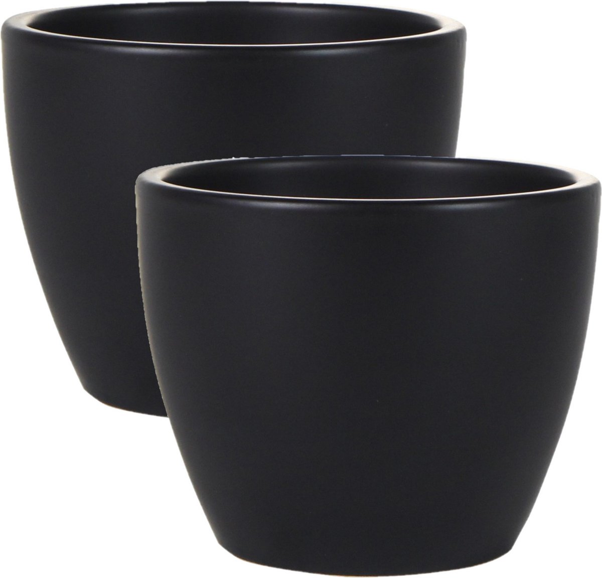Ter Steege Bloempot - 2x stuks - zwart - glans - Scandinavisch - 15 x 12 cm - plantenpot
