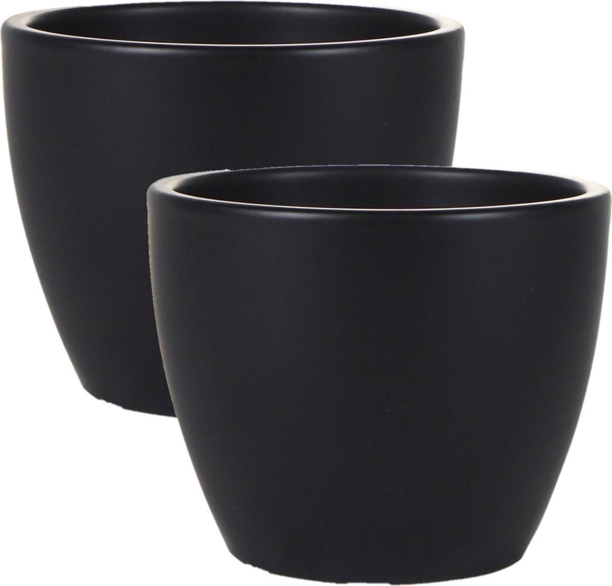 Ter Steege Bloempot - 2x - zwart - glans - Scandinavisch - 13 x 11 cm - plantenpot