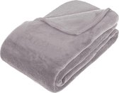 Grote Fleece deken/fleeceplaid grijs 180 x 230 cm polyester