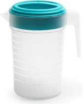 Waterkan - Sapkan - Transparant - Blauw - Deksel - 1 Liter - Kunstof - Smalle schenkkan