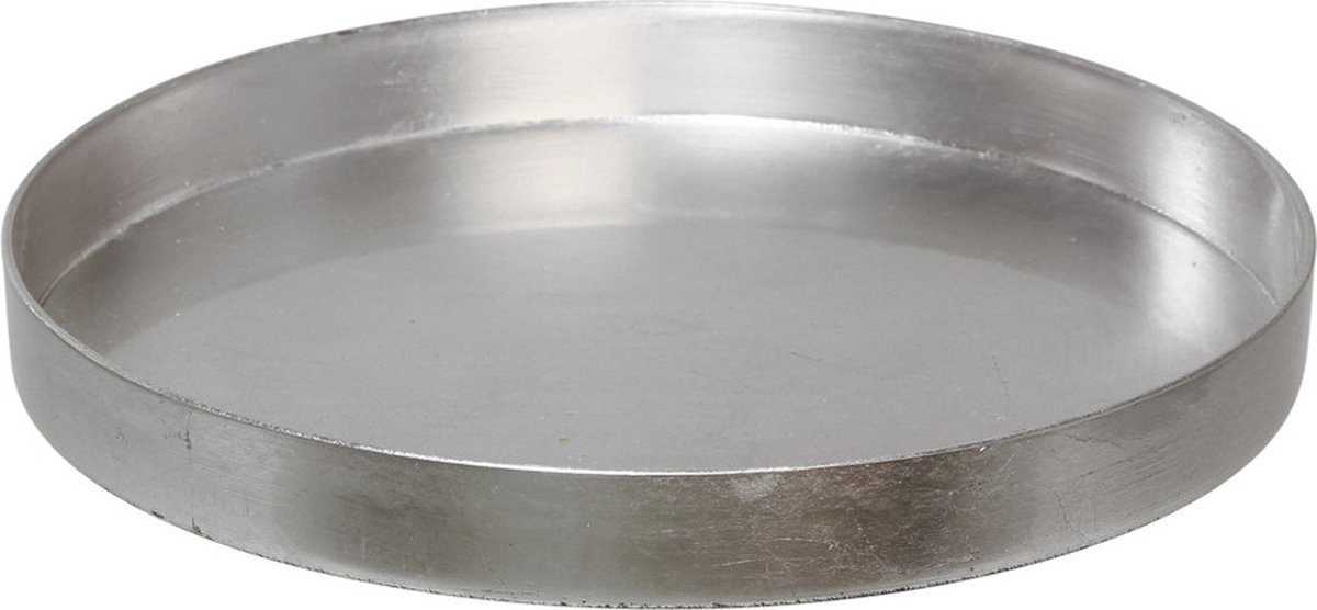 Othmar Decorations Dienblad/kaarsenplateau - zilver - D27 cm - kunststof - rond