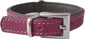 JACK AND VANILLA Nappa Halsband / Hondenhalsband - Nappa Leder - Bordeauxrood / Antraciet - Breedte 14 mm - Nekomtrek 14,5 - 18 cm (GELIEVE ALVORENS BESTELLEN OPMETEN)