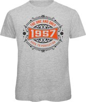 1957 The One And Only | Feest Kado T-Shirt Heren - Dames | Antraciet - Oranje | Perfect Verjaardag Cadeau Shirt | Grappige Spreuken - Zinnen - Teksten | Maat 3XL