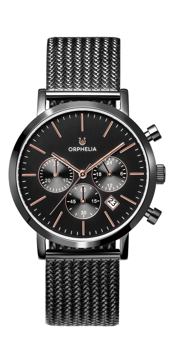 Orphelia Retro OR82802 Horloge - Staal - Zwart - Ø 40 mm