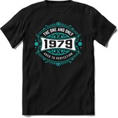 1979 The One And Only | Feest Kado T-Shirt Heren - Dames | Cobalt - Wit | Perfect Verjaardag Cadeau Shirt | Grappige Spreuken - Zinnen - Teksten | Maat 3XL