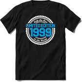 1999 Limited Edition | Feest Kado T-Shirt Heren - Dames | Wit - Blauw | Perfect Verjaardag Cadeau Shirt | Grappige Spreuken - Zinnen - Teksten | Maat L