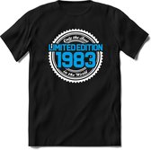 1983 Limited Edition | Feest Kado T-Shirt Heren - Dames | Wit - Blauw | Perfect Verjaardag Cadeau Shirt | Grappige Spreuken - Zinnen - Teksten | Maat M