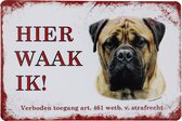 Hier waak ik Bulls Mastif - Metalen bord - Wandbord - Wandborden - 20 x 30cm - Metalen decoratie - Cadeau - Decoratie - Metalen borden - UV bestendig - Eco vriendelijk - Honden bor