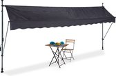 Relaxdays klem zonwering - met zwengel - zonnescherm - diverse breedtes - antraciet/grijs - 400 x 120 cm