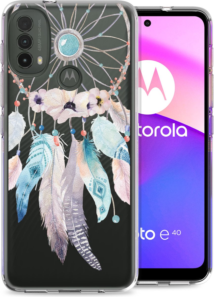 iMoshion Hoesje Geschikt voor Motorola Moto E40 / Moto E30 Hoesje Siliconen - iMoshion Design hoesje - Meerkleurig / Dreamcatcher