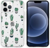 iMoshion Hoesje Geschikt voor iPhone 13 Pro Hoesje Siliconen - iMoshion Design hoesje - Transparant / Allover Cactus
