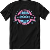 2001 Premium Quality | Feest Kado T-Shirt Heren - Dames | Licht Roze - Licht Blauw | Perfect Verjaardag Cadeau Shirt | Grappige Spreuken - Zinnen - Teksten | Maat XXL