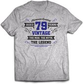 79 Jaar Legend - Feest kado T-Shirt Heren / Dames - Antraciet Grijs / Donker Blauw - Perfect Verjaardag Cadeau Shirt - grappige Spreuken, Zinnen en Teksten. Maat XXL
