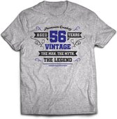 56 Jaar Legend - Feest kado T-Shirt Heren / Dames - Antraciet Grijs / Donker Blauw - Perfect Verjaardag Cadeau Shirt - grappige Spreuken, Zinnen en Teksten. Maat L