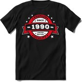 1990 Premium Quality | Feest Kado T-Shirt Heren - Dames | Rood - Wit | Perfect Verjaardag Cadeau Shirt | Grappige Spreuken - Zinnen - Teksten | Maat L