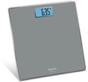 Balance Tefal grise avec un écran bleu indiquant 63,5 kg, sur fond blanc.