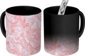 Magische Mok - Foto op Warmte Mokken - Marmer print - Verf - Abstract - Roze - Patronen - Magic Mok - Beker - 350 ML - Uitdeelcadeautjes