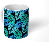 Mok - Koffiemok - Blauw - Bladeren - Patronen - Mokken - 350 ML - Beker - Koffiemokken - Theemok