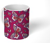 Mok - Patronen - Vintage - Vlinder - Mokken - 350 ML - Beker - Uitdeelcadeautjes