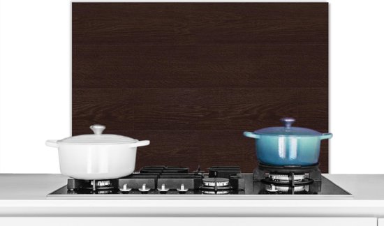Spatscherm keuken 90x60 cm - Kookplaat achterwand Patroon - Hardhout - Plank - Muurbeschermer - Spatwand fornuis - Hoogwaardig aluminium