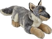 Grote pluche grijze wolf knuffel 50 cm - Wolven wilde dieren knuffels - Speelgoed voor kinderen