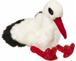 Nature Planet Ooievaar knuffel - 30 cm - wit - vogels - knuffeldieren - vogelknuffel