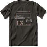 T32 Heavy tank leger T-Shirt | Unisex Army Tank Kleding | Dames / Heren Tanks ww2 shirt | Blueprint | Grappig bouwpakket Cadeau - Donker Grijs - L